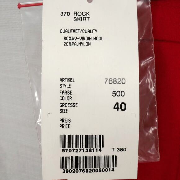 Laurel Escada Skirt Womens 8 Red Wool Blend Lined Pencil Buttons Zipper Rock New - Picture 5 of 12